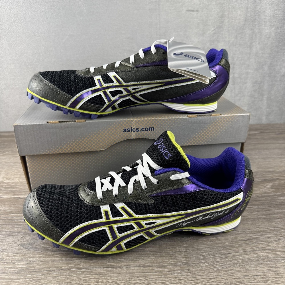 ASICS Hyper-Rocketgirl 5 Track Spikes Womens 8.5 Black Violet Lime G154N